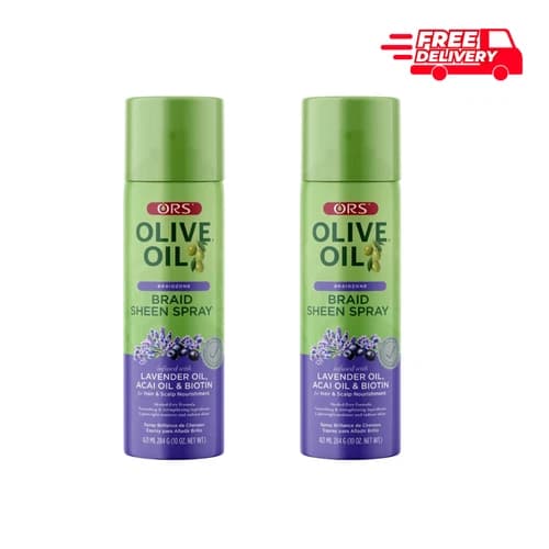 ORS Olive Oil Braid Sheen Spray 421ml Pack of 2 Lavender Acai Biotin